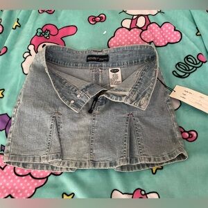 Revolt Jeans Light Blue Denim Pleated Mini Skirt